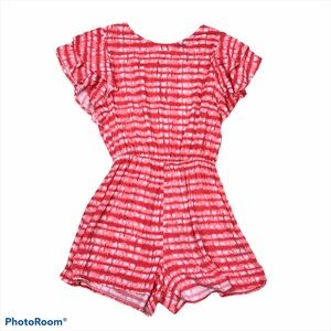 Good Luck Gem short fluttered sleeve back button pull on romper